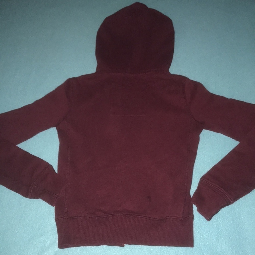 HOLLISTER Cali hoodie double zipper 2 front pockets burgundy long sleeve size XS - Picture 2 of 7